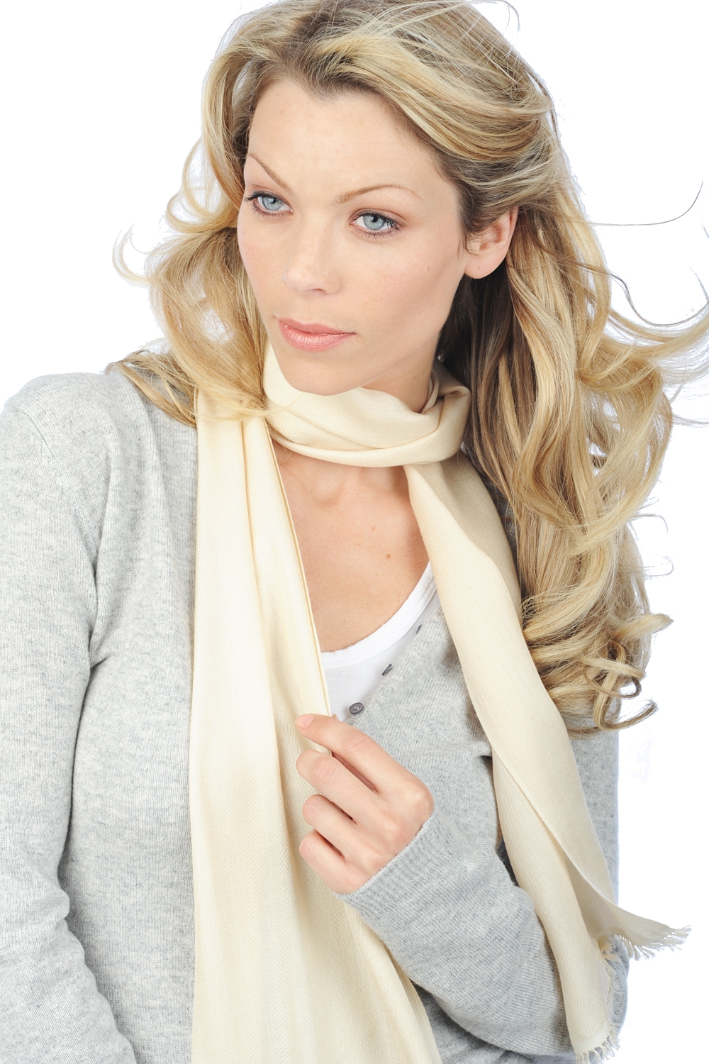 Cashmere & Seta accessori sciarpe foulard scarva champagne 170x25cm